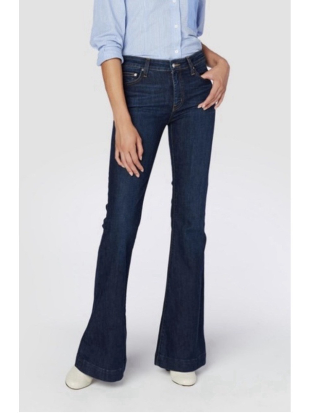 DEREK LAM 10 CROSBY Noha Mid-Rise Sexy Flare Denim Jeans Women 27 Stretch $250